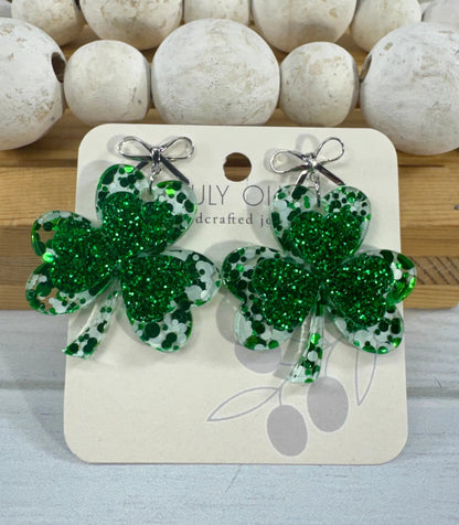 Trulyolive St Patty's Day 4 Leaf Clover Dangle Earrings - Earrings