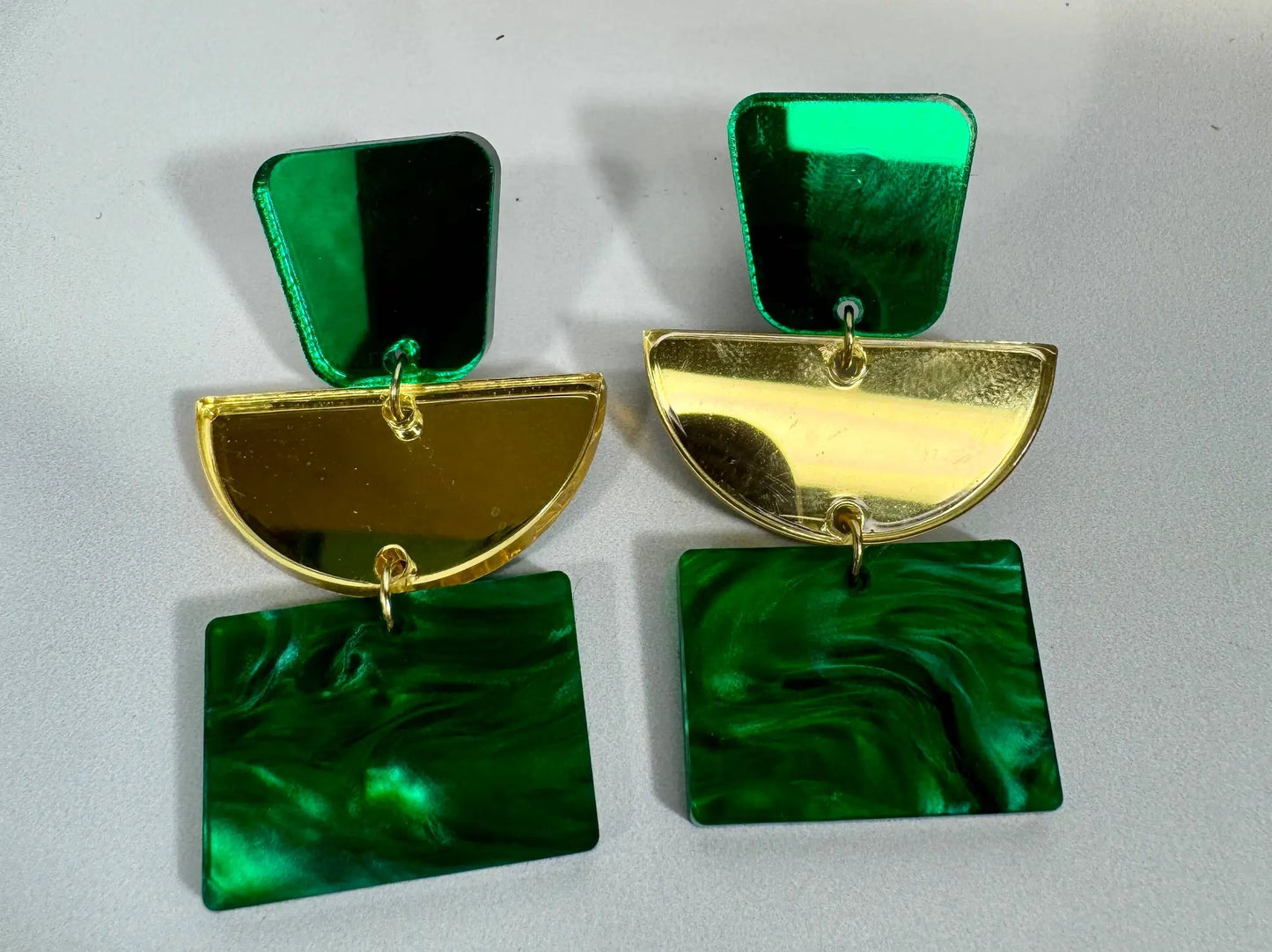 Truly Olive Green and Gold Dazzling Holiday Dangles - Earrings Dangle Earrings