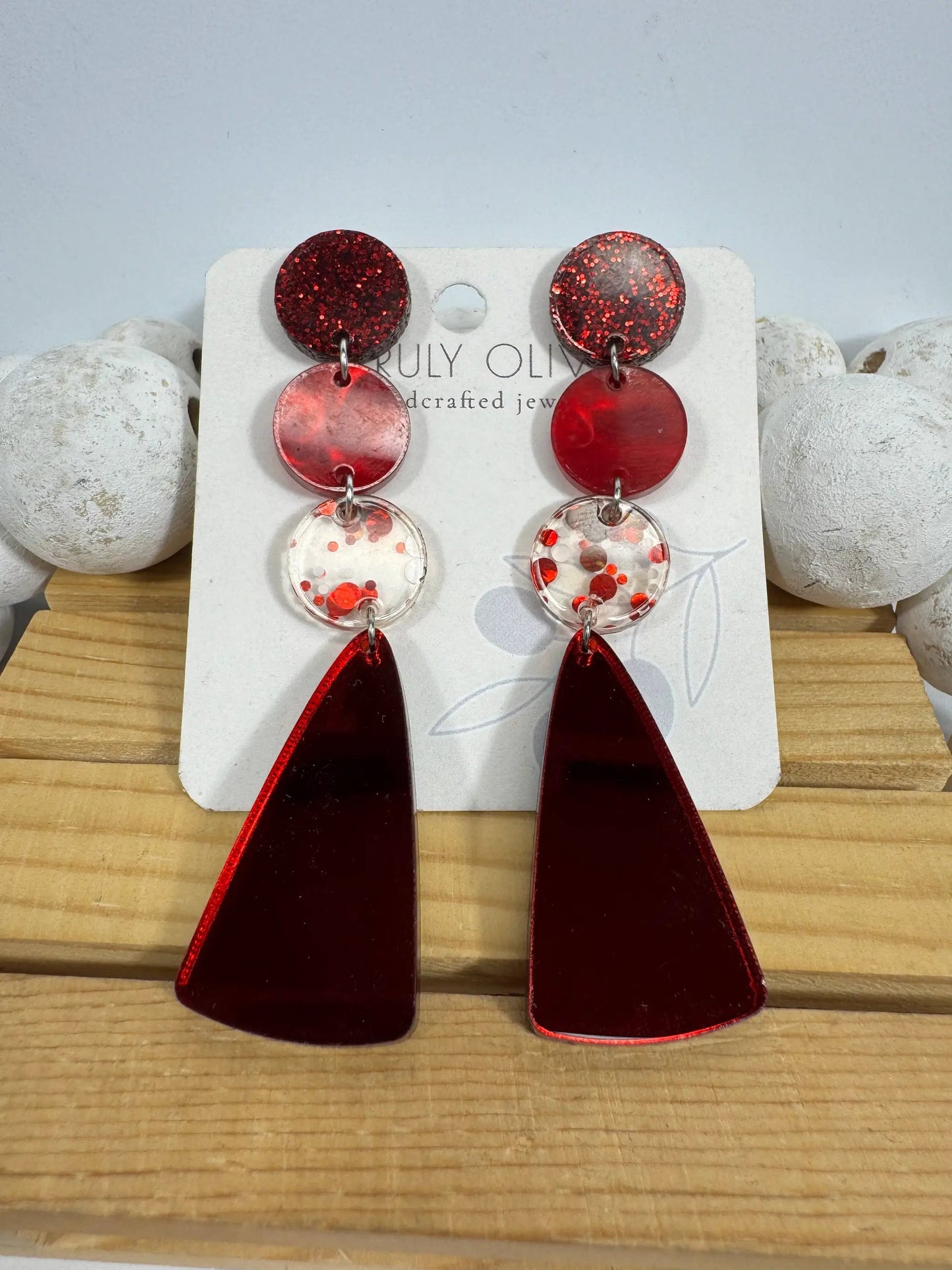 Truly Olive Gorgeous Red Christmas Holiday Dangle Earrings - Earrings Dangle Earrings