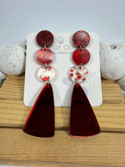 Truly Olive Gorgeous Red Christmas Holiday Dangle Earrings - Earrings Dangle Earrings
