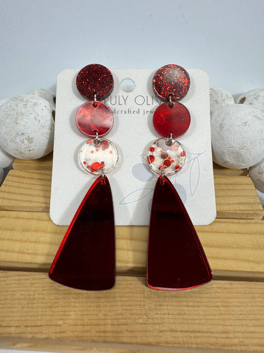 Truly Olive Gorgeous Red Christmas Holiday Dangle Earrings - Earrings Dangle Earrings