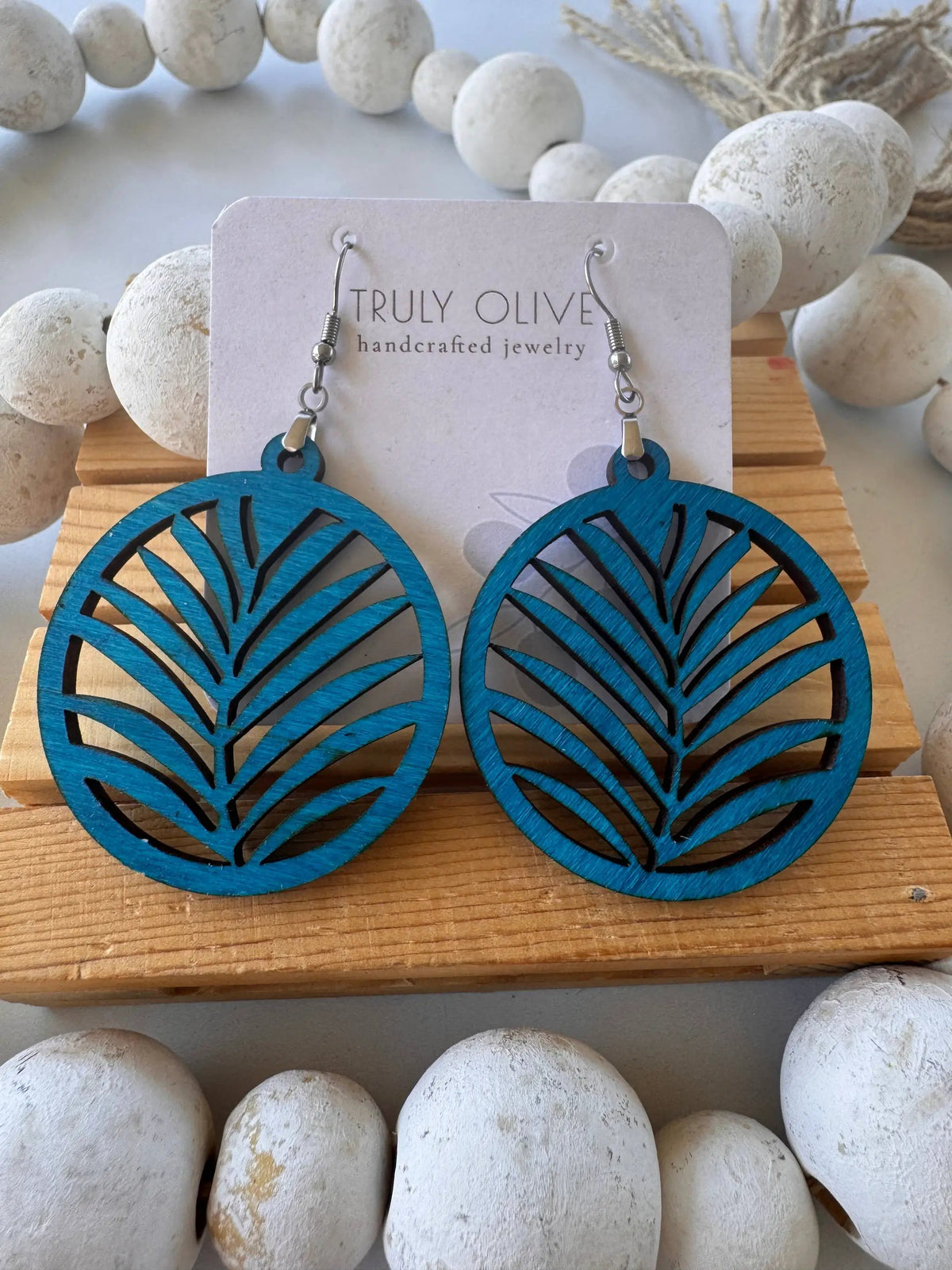 Truly Olive Leaf Shape Wood Dangle Earrings - Earrings Dangle Earrings