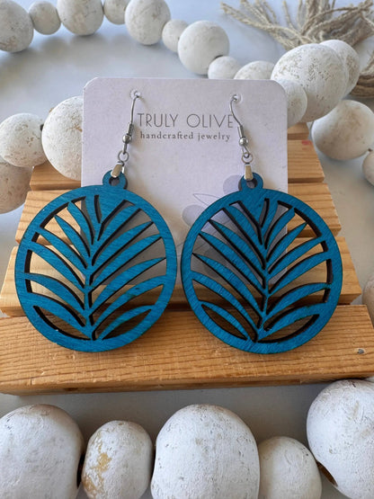 Truly Olive Leaf Shape Wood Dangle Earrings - Earrings Dangle Earrings