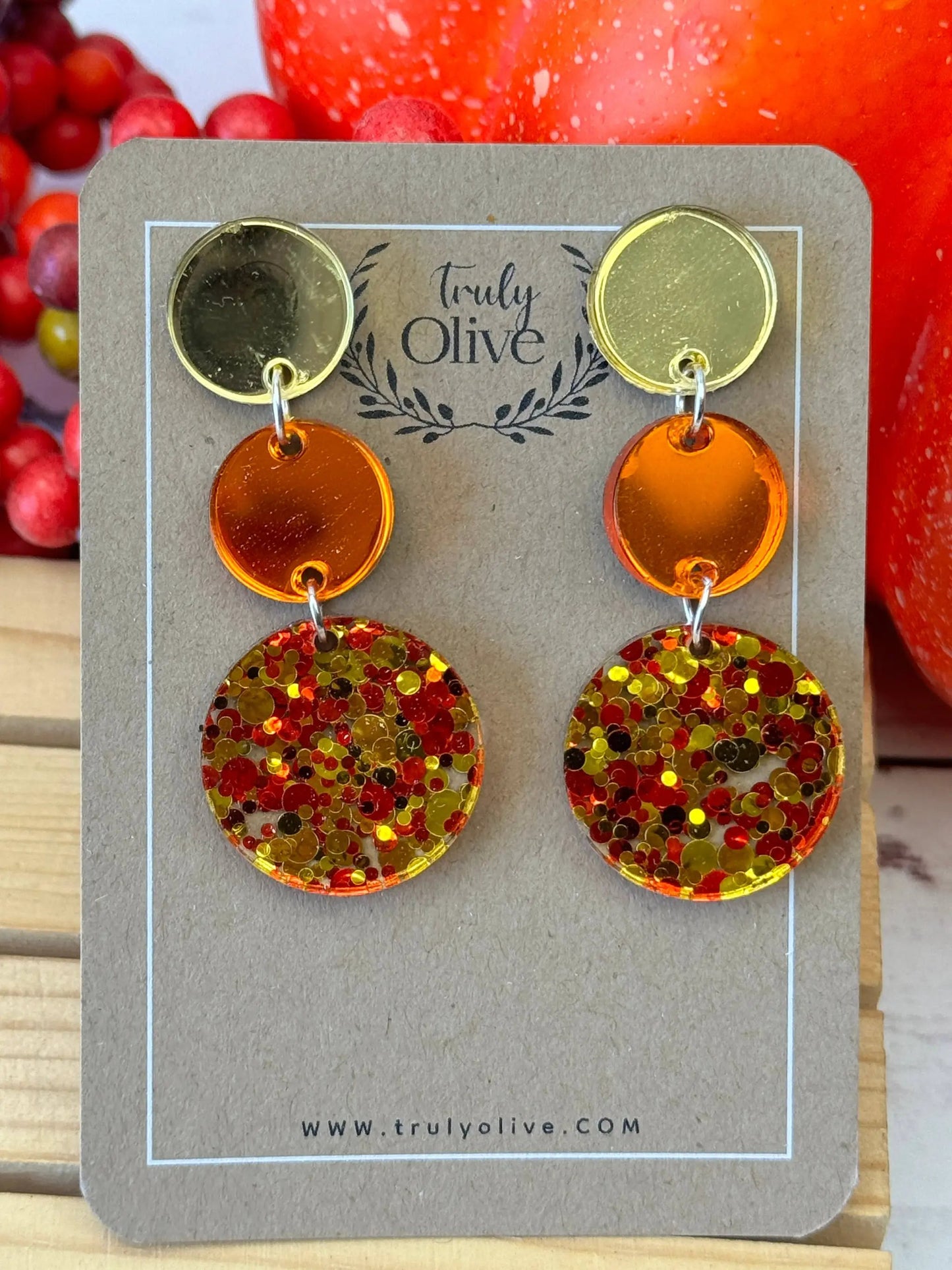 Truly Olive Dazzling Orange and Sparkly Fall Dangle Earrings - Earrings Dangle Earrings