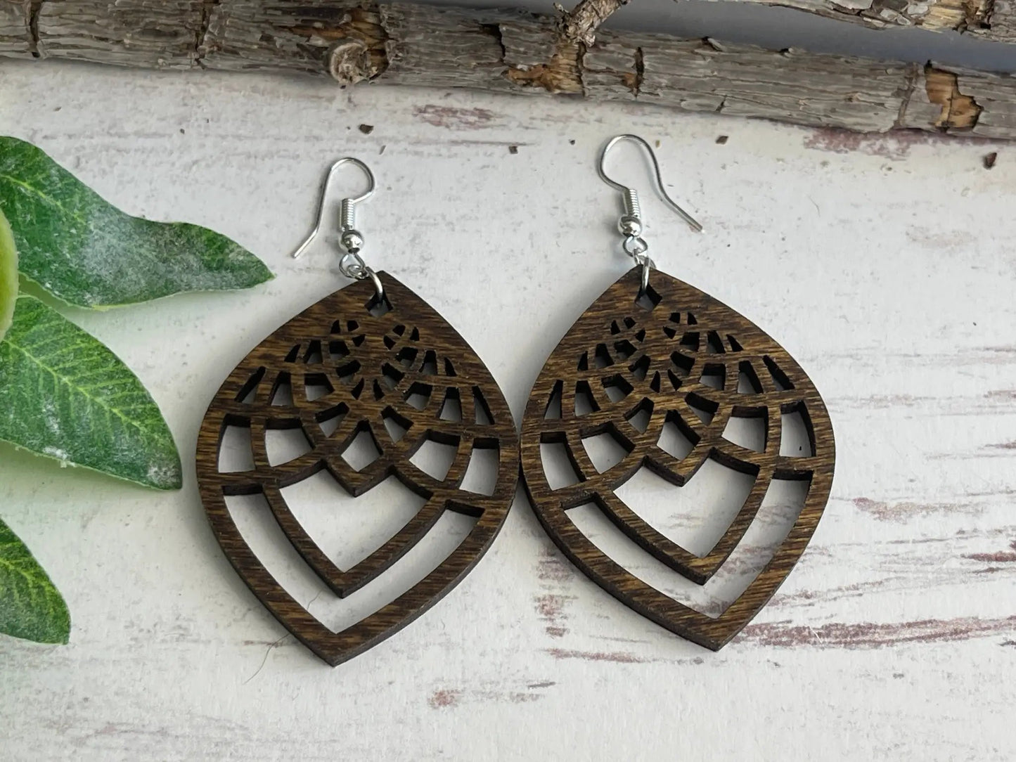 Truly Olive Handmade Filigree Wood Earrings - Earrings Dangle Earrings