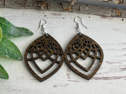 Truly Olive Handmade Filigree Wood Earrings - Earrings Dangle Earrings