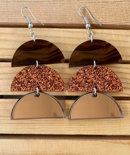 Truly Olive Gorgeous Brown and Rose Gold Dangle Earrings - Earrings Dangle Earrings