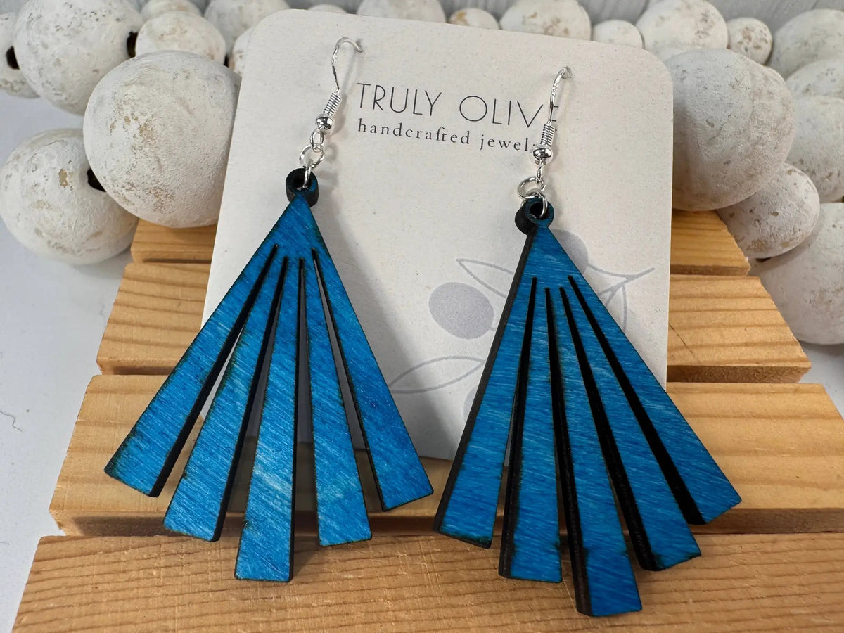 Truly Olive Wood Statement Earrings - Earrings Dangle Earrings