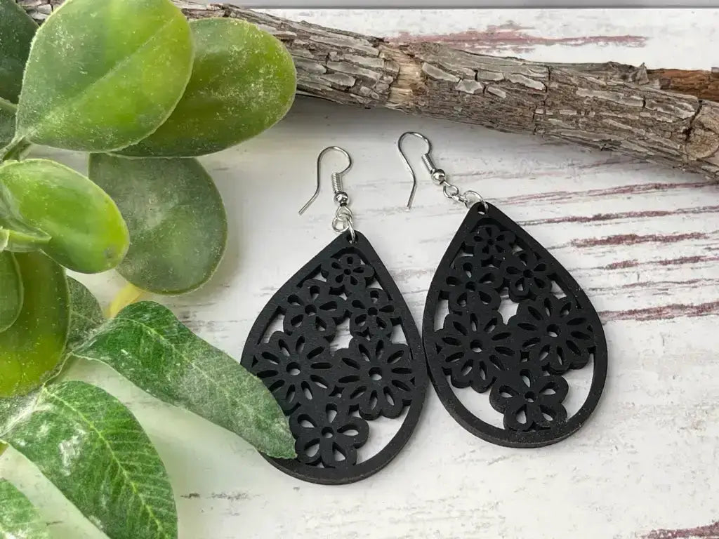 Truly Olive Geometric Wood Jewelry - Earrings Dangle Earrings