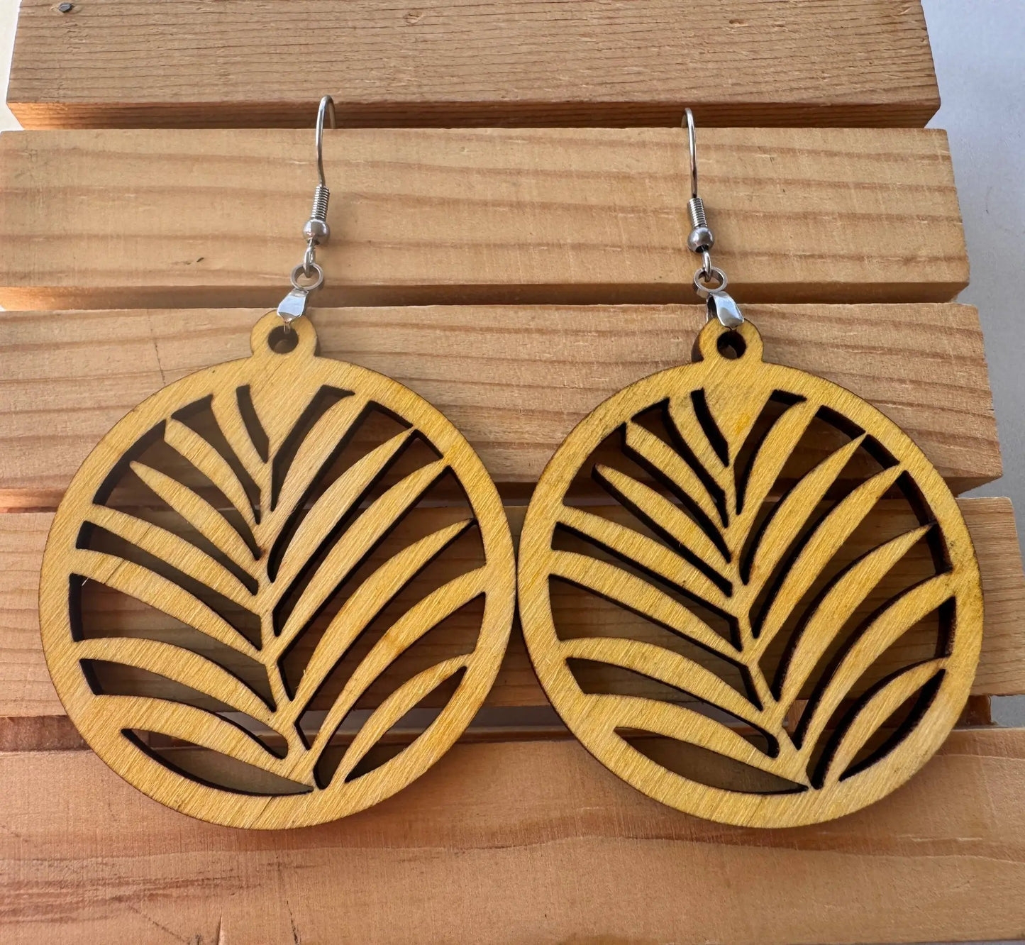 Truly Olive Leaf Shape Wood Dangle Earrings - Earrings Dangle Earrings