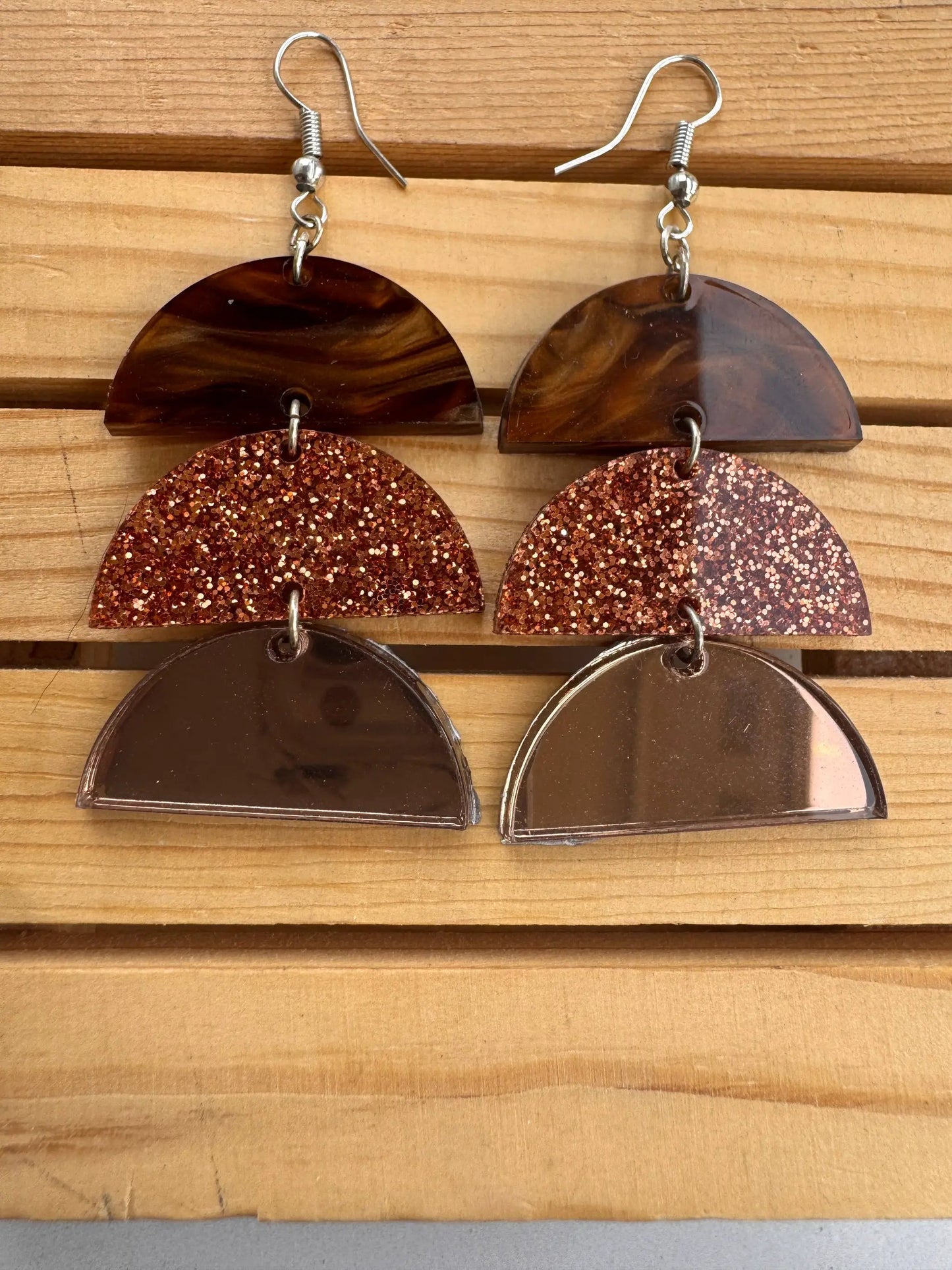 Truly Olive Gorgeous Brown and Rose Gold Dangle Earrings - Earrings Dangle Earrings