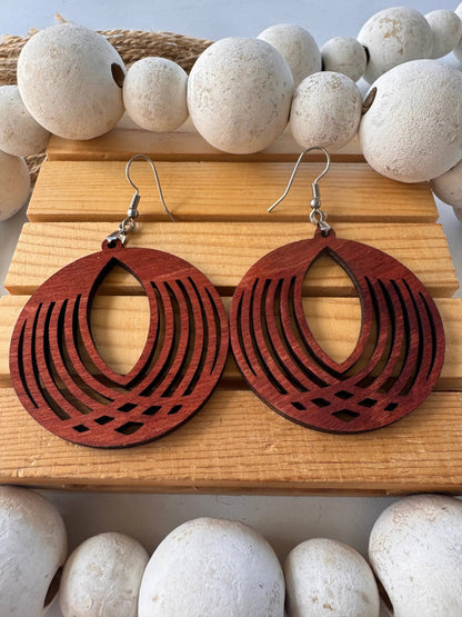 Truly Olive Circle Wooden Lightweight Earrings - Earrings Dangle Earrings