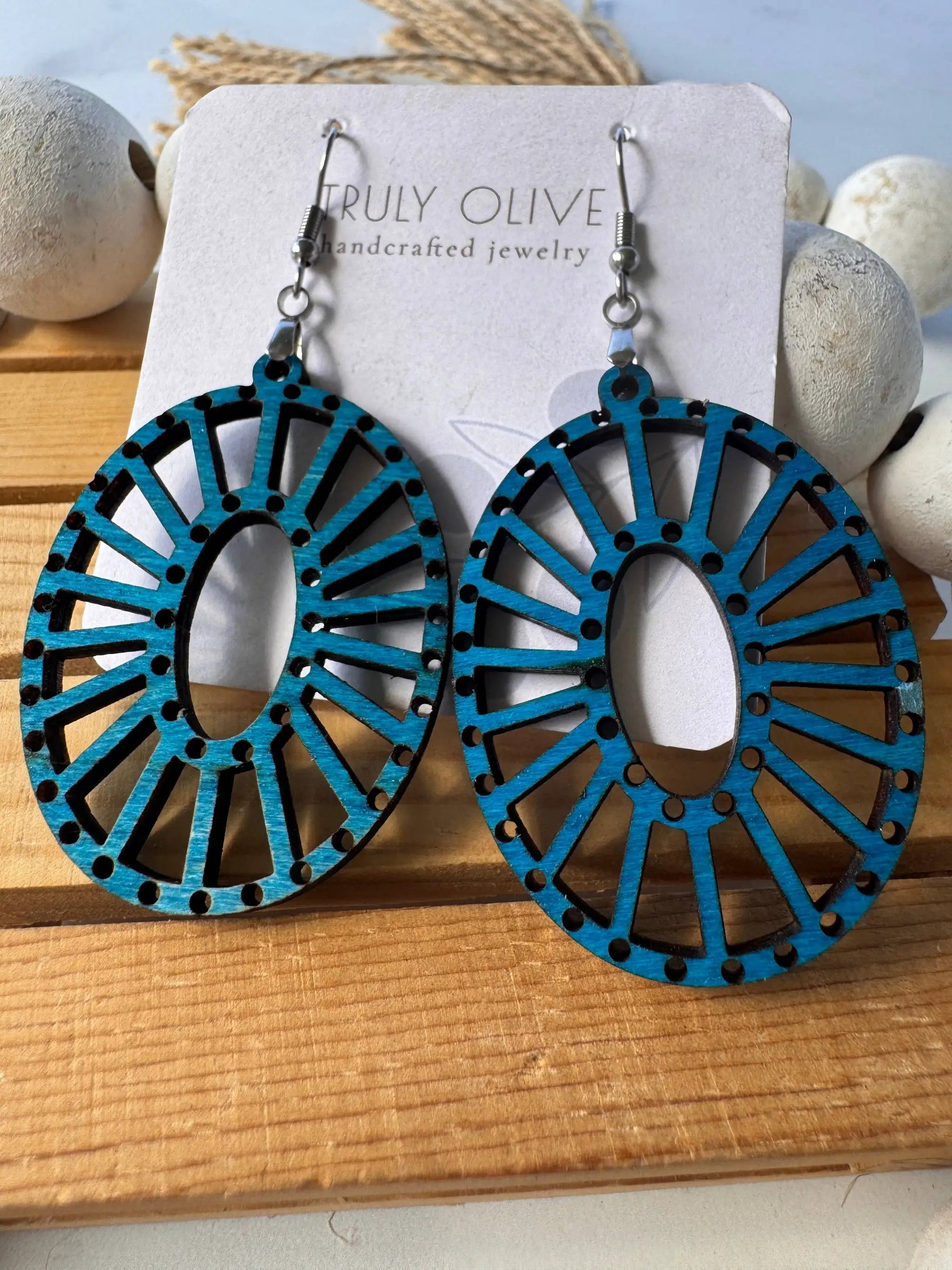 Truly Olive Lightweight Wooden Earrings All Day Wear - Earrings Dangle Earrings