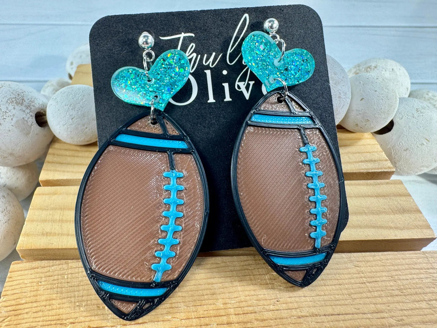 Truly Olive Customizable Football Earrings Choose Your Team Colors Game Day Statement Jewelry 2026 - Earrings Dangle Earrings