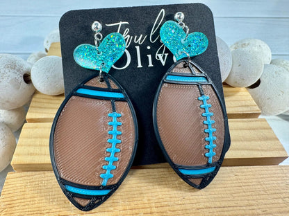 Truly Olive Customizable Football Earrings Choose Your Team Colors Game Day Statement Jewelry 2026 - Earrings Dangle Earrings