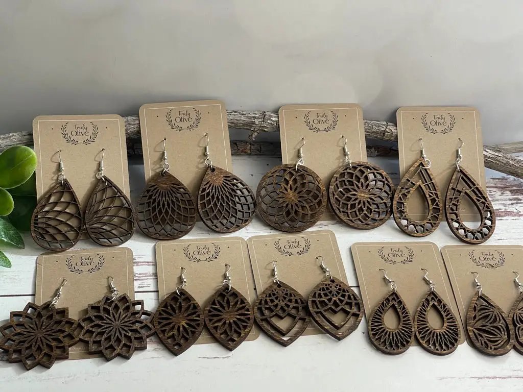 Truly Olive Wooden Boho Earrings All Day Wear - Earrings Dangle Earrings
