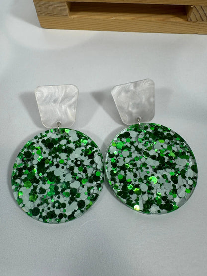 Truly Olive Green and White Tiered Holiday Earrings - Earrings Dangle Earrings