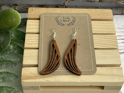 Truly Olive Discover the Charm of Geometric Small Wood Dangle Earrings - Earrings Dangle Earrings