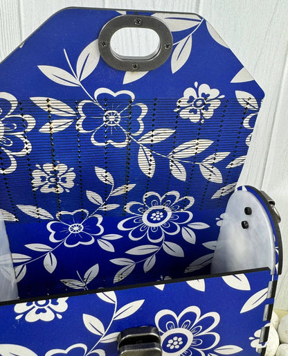 Truly Olive Cobalt Blue Flower Pattern Wood Handbag Clutch Purse - Clutch Bags Clutch Bag - Women's