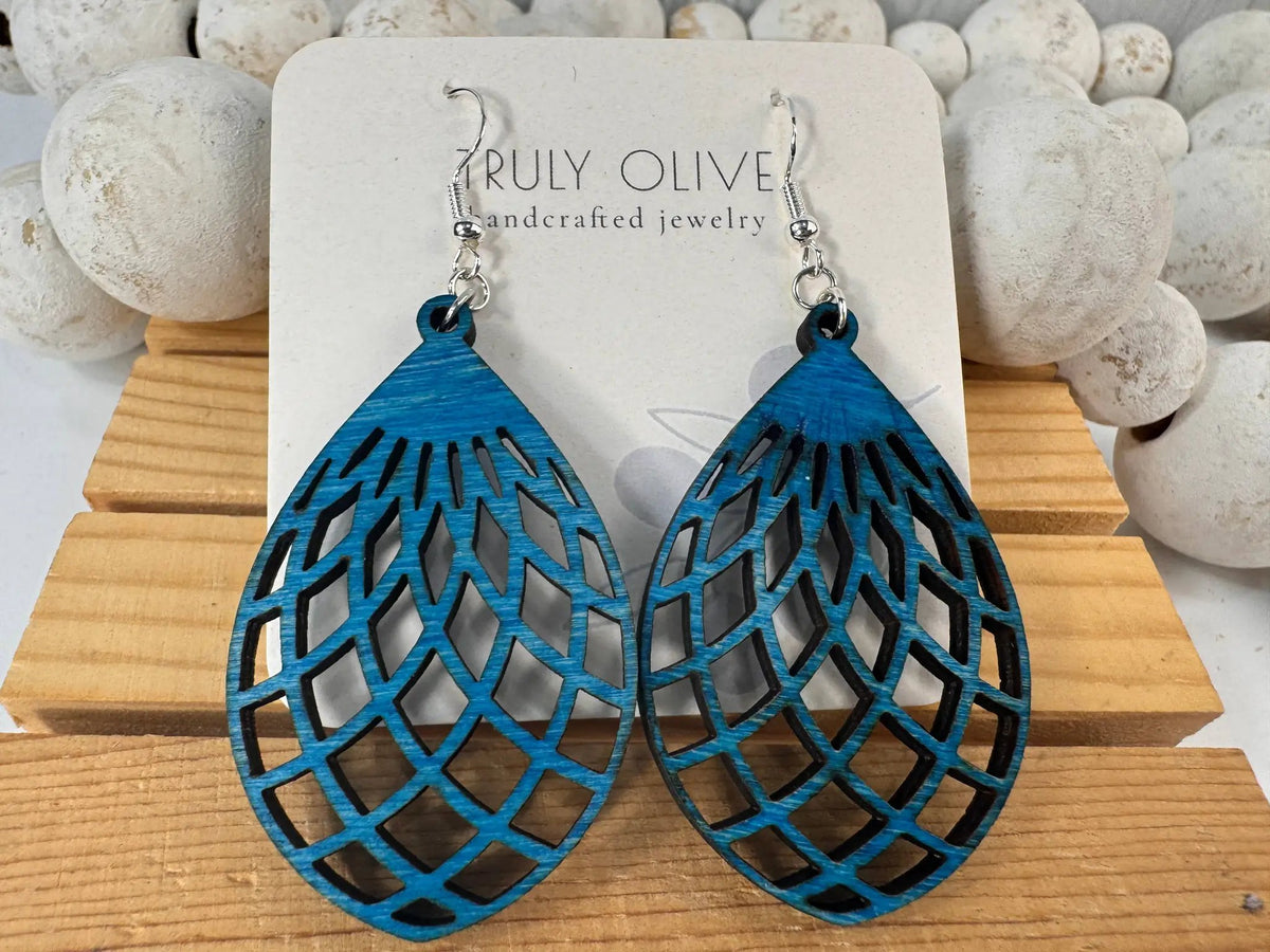 Truly Olive Wood Mandala Earrings Lightweight and Super Comfortable - Earrings Dangle Earrings