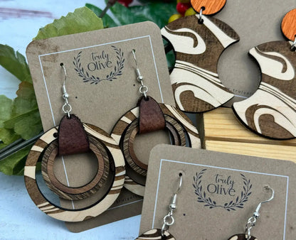 Truly Olive Wood Nested Hoop Earrings - Earrings Dangle Earrings