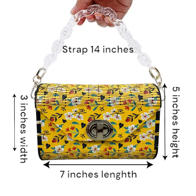 Truly Olive Bright Bloom Wood Clutch Yellow Floral Elegance - Clutch Bags Clutch Bag - Women's