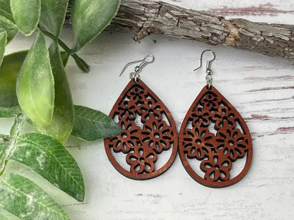 Truly Olive Geometric Wood Jewelry - Earrings Dangle Earrings