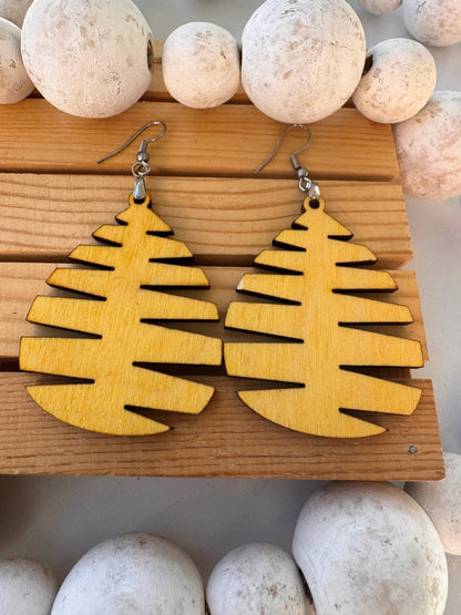 Truly Olive Wood Mandala Tree Shape - Earrings Dangle Earrings