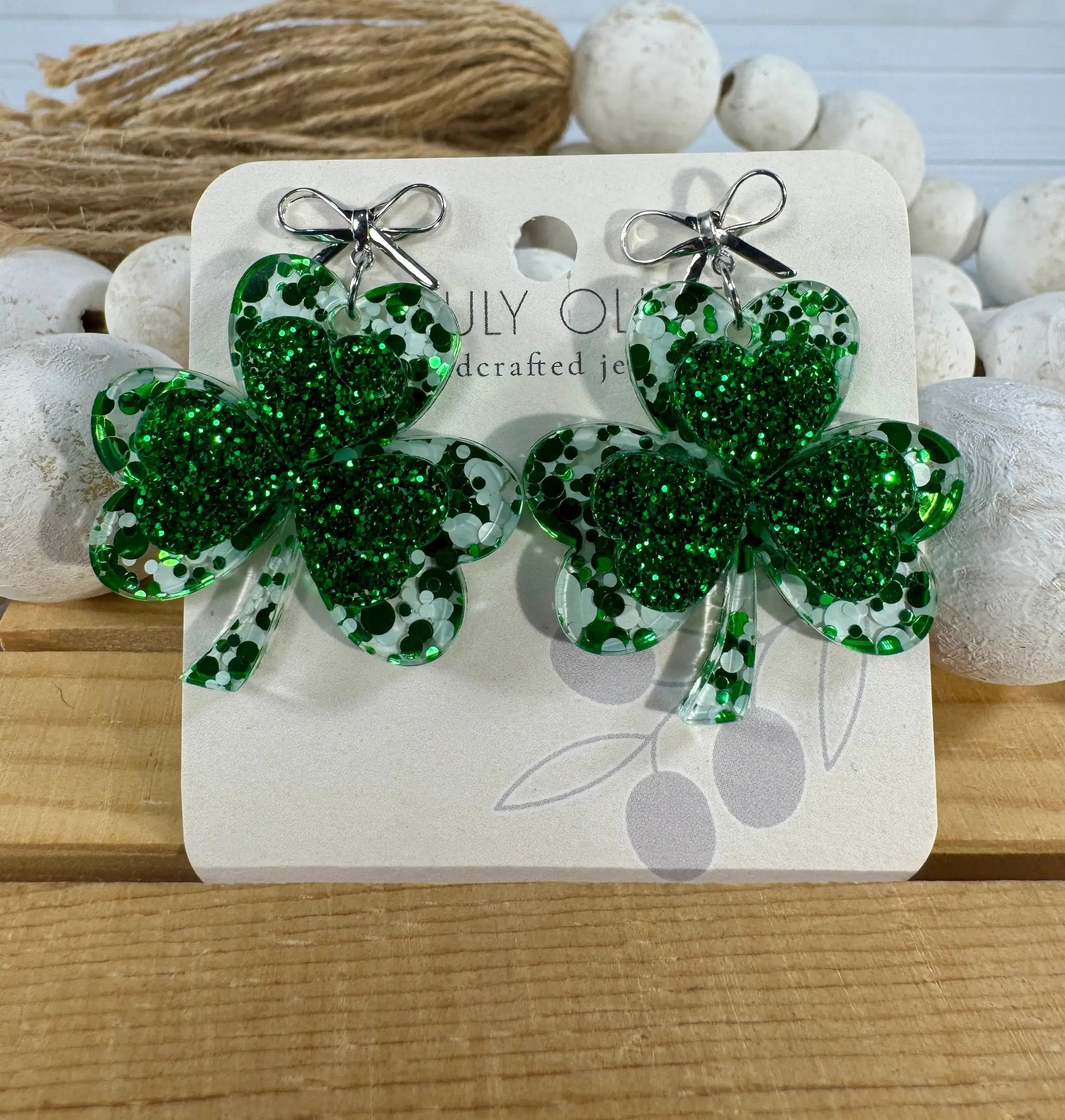 Trulyolive St Patty's Day 4 Leaf Clover Dangle Earrings - Earrings