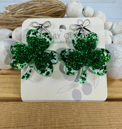 Trulyolive St Patty's Day 4 Leaf Clover Dangle Earrings - Earrings