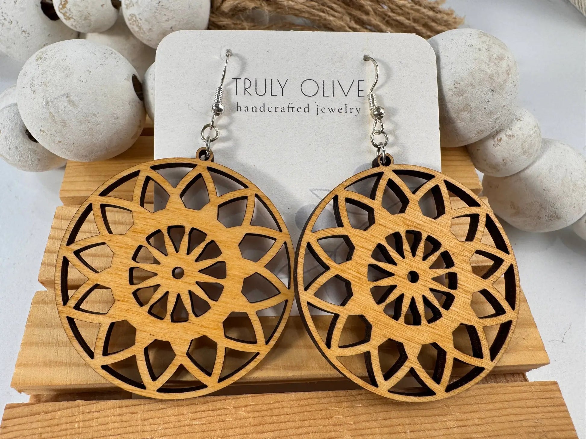 Truly Olive Lightweight Wooden Boho Earrings - Earrings Dangle Earrings