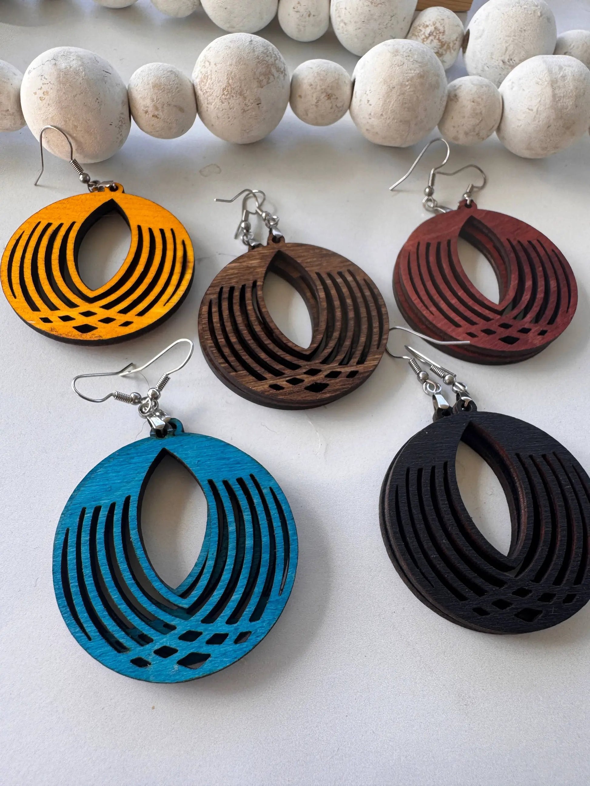 Truly Olive Circle Wooden Lightweight Earrings - Earrings Dangle Earrings
