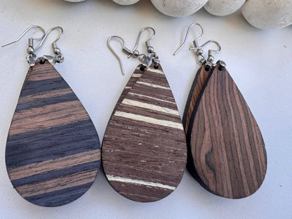 Truly Olive Dark Mocha Exotic Cafe Collection Wood Earrings - Earrings Dangle Earrings