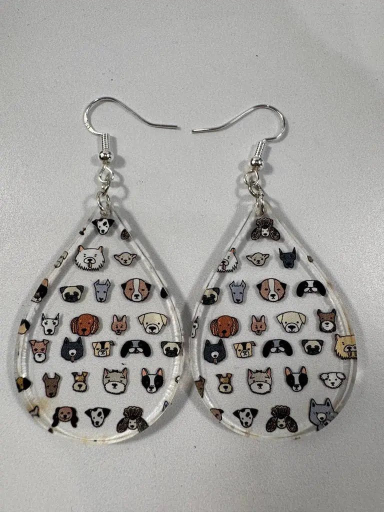 Truly Olive Adorable Acrylic Puppy Dog Face Earrings - Earrings Dangle Earrings