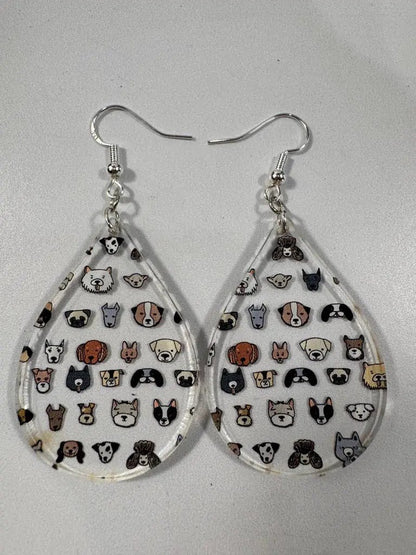 Truly Olive Adorable Acrylic Puppy Dog Face Earrings - Earrings Dangle Earrings
