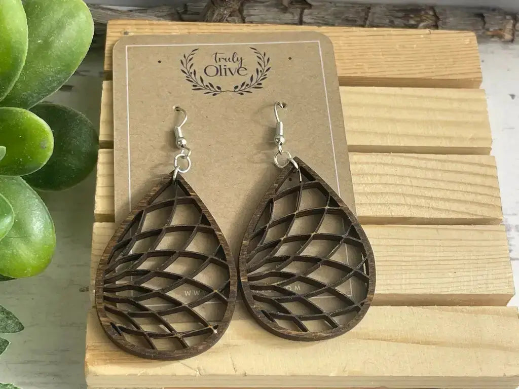 Truly Olive Wood Dangle Earrings - Earrings Dangle Earrings