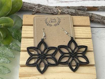 Truly Olive Introducing Lightweight Wood Earrings in a Large Star Shape - Earrings Dangle Earrings
