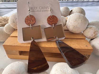 Truly Olive Sparkly Fall Dangle Earrings - Earrings Dangle Earrings