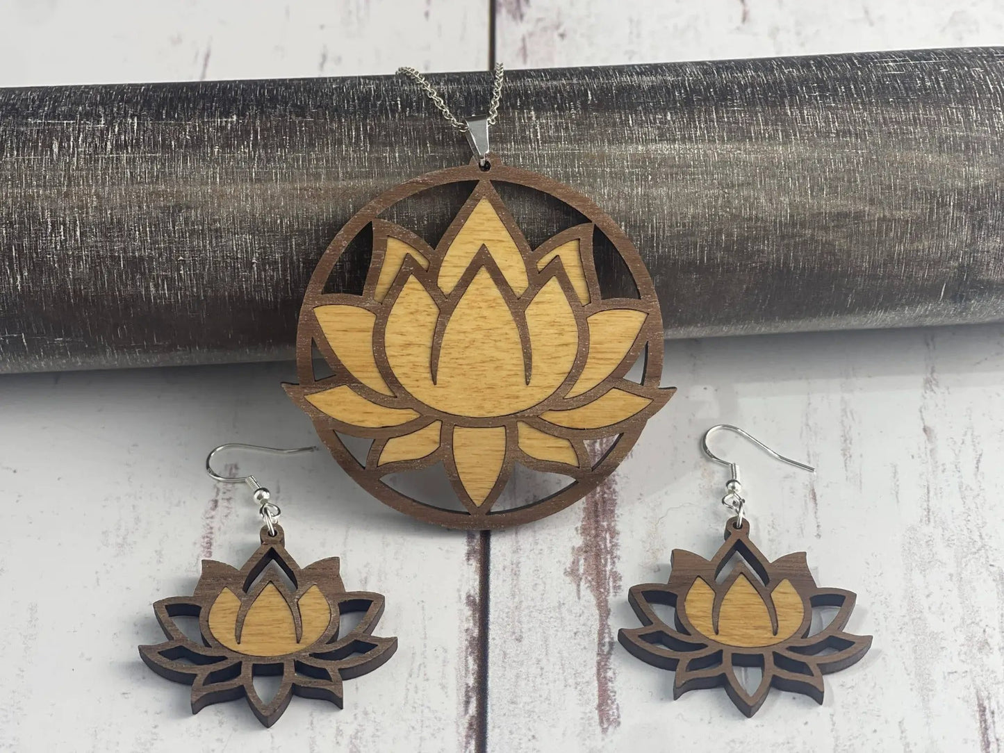 Truly Olive Exquisite Lotus Flower Necklace and Earrings Set - Jewelry Sets Jewelry Set