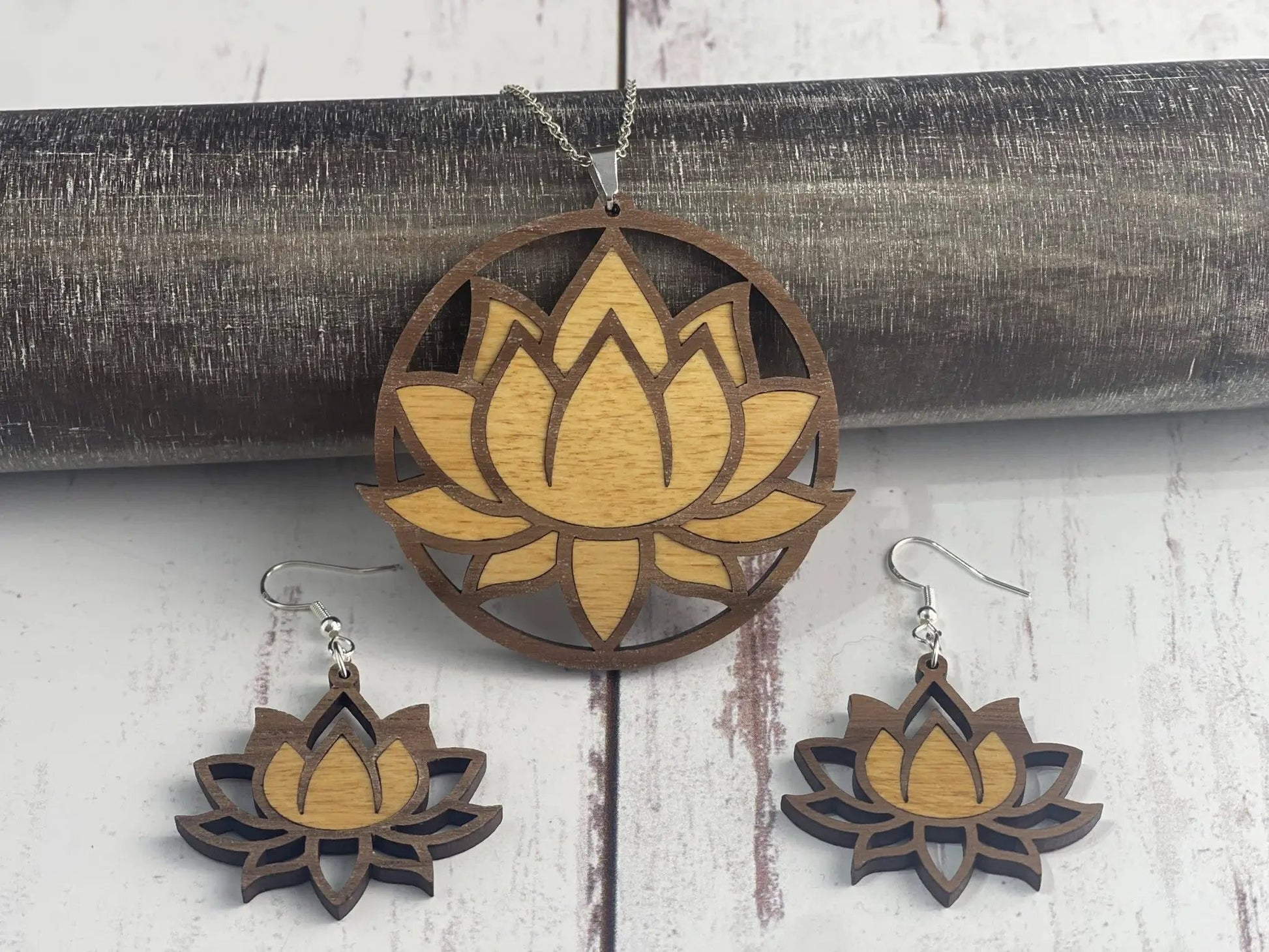 Truly Olive Exquisite Lotus Flower Necklace and Earrings Set - Jewelry Sets Jewelry Set