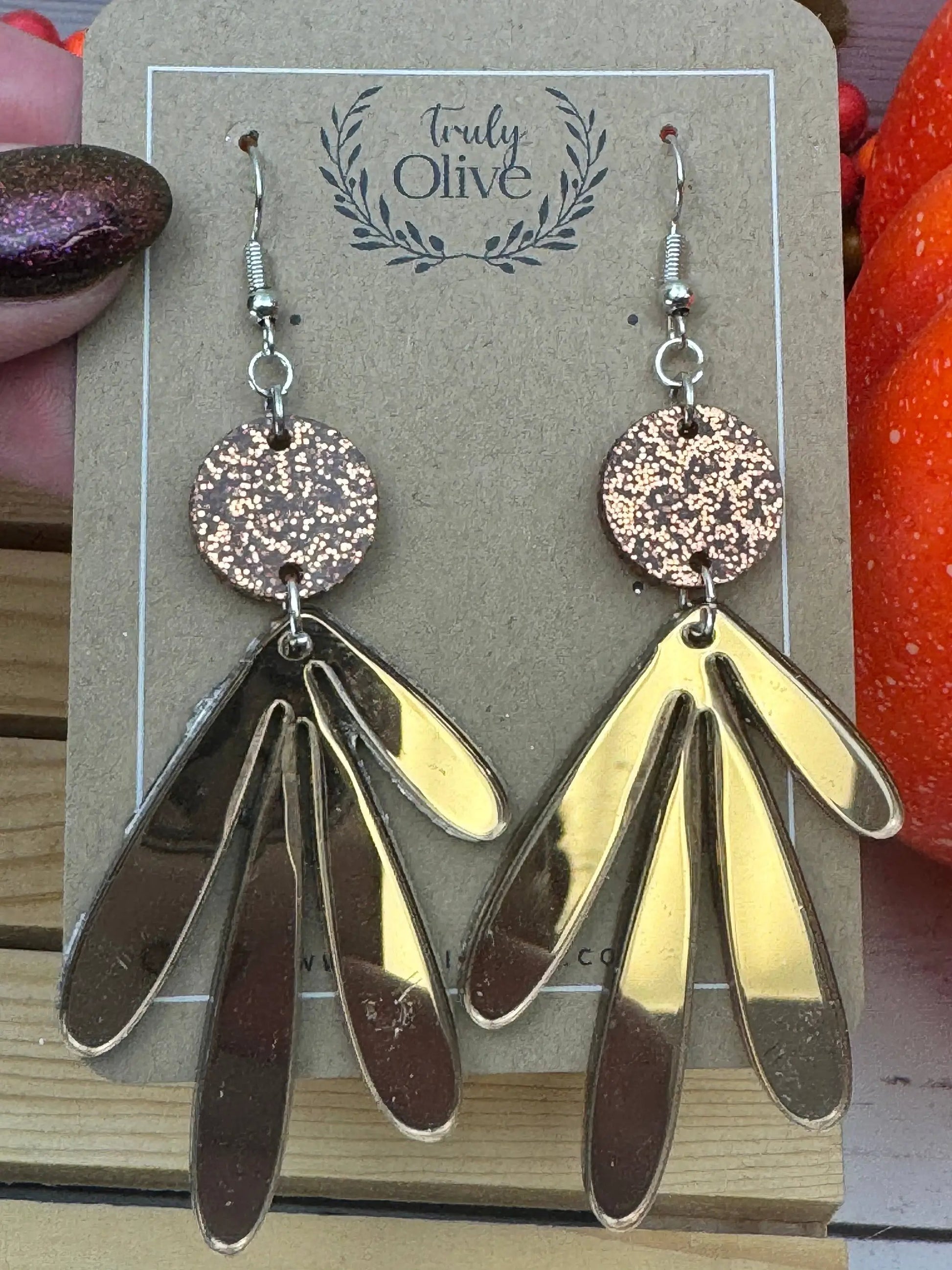 Truly Olive Fall Leaf Post Earrings - Earrings Dangle Earrings