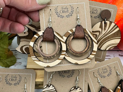 Truly Olive Wood Nested Hoop Earrings - Earrings Dangle Earrings