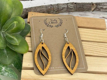 Truly Olive Delicately Crafted Wooden Earrings - Earrings Dangle Earrings