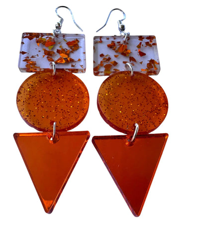 Truly Olive Orange Sparkle Dangle Earrings - Earrings Dangle Earrings