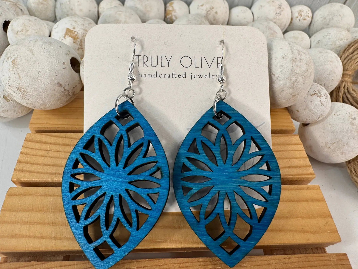 Truly Olive Bohemian Wooden Earrings - Earrings Dangle Earrings