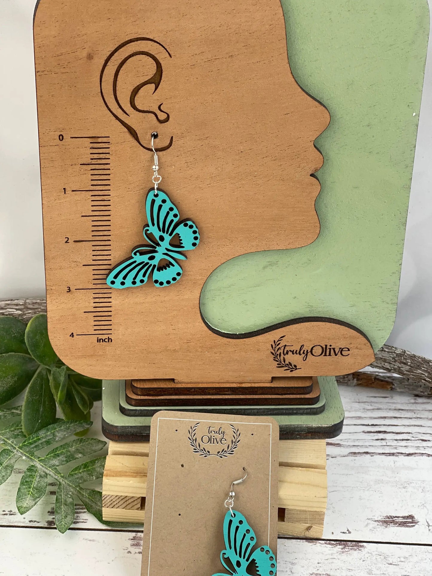Truly Olive Perfect Wooden Butterfly Lightweight Earrings - Earrings Dangle Earrings