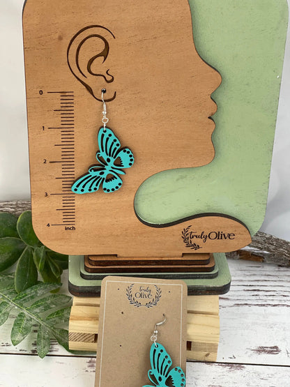 Truly Olive Perfect Wooden Butterfly Lightweight Earrings - Earrings Dangle Earrings