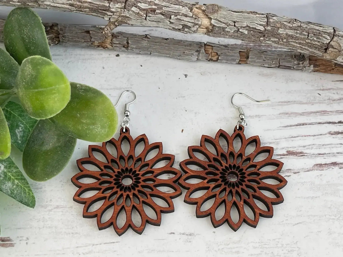 Truly Olive Bohemian Wood Earrings - Earrings Dangle Earrings