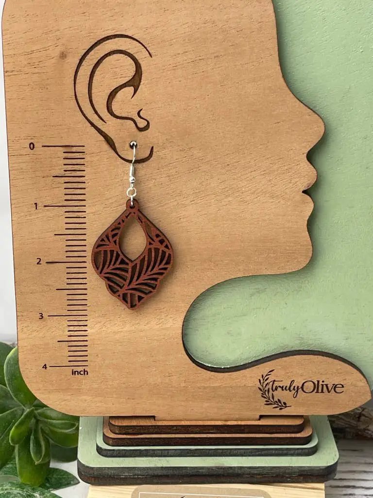 Truly Olive Wood Mandala Earrings Lightweight Wood Earrings For Women - Earrings Dangle Earrings