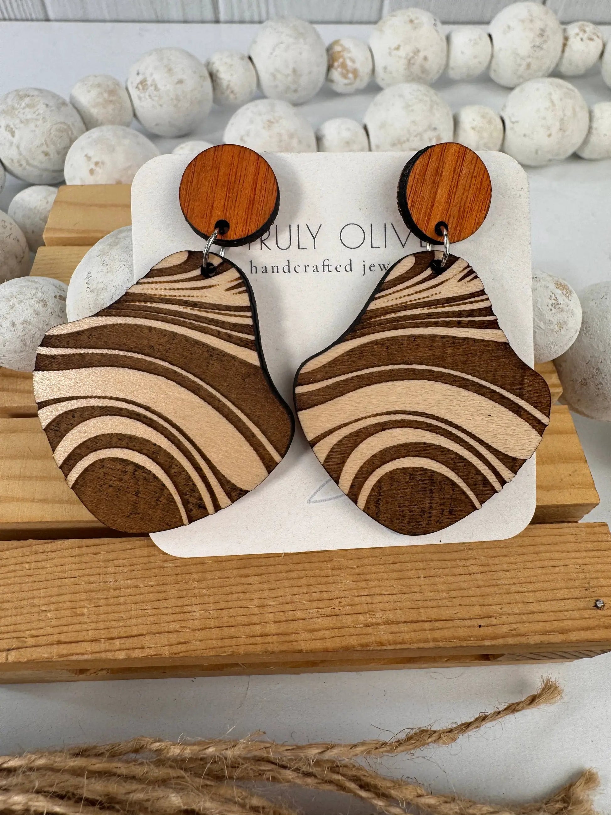 Truly Olive Wood Earrings Gift For Her - Earrings Dangle Earrings